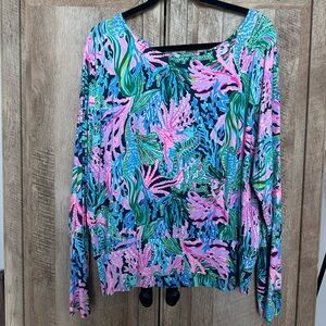 Lilly Pulitzer Eiza Top High Tide Navy Bringing Mermaid Back